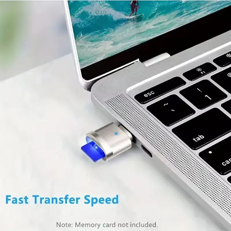 Lecteur de carte mémoire micro SD/TF USB-C OTG avec adaptateur USB-A et indicateur LED pour téléphone portable 3