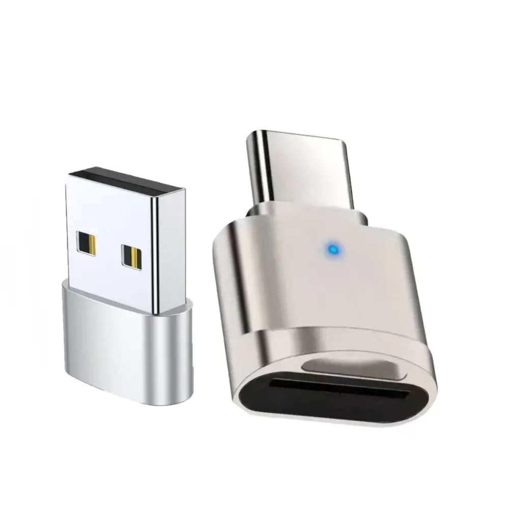 Lecteur de carte mémoire micro SD/TF USB-C OTG avec adaptateur USB-A et indicateur LED pour téléphone portable 7