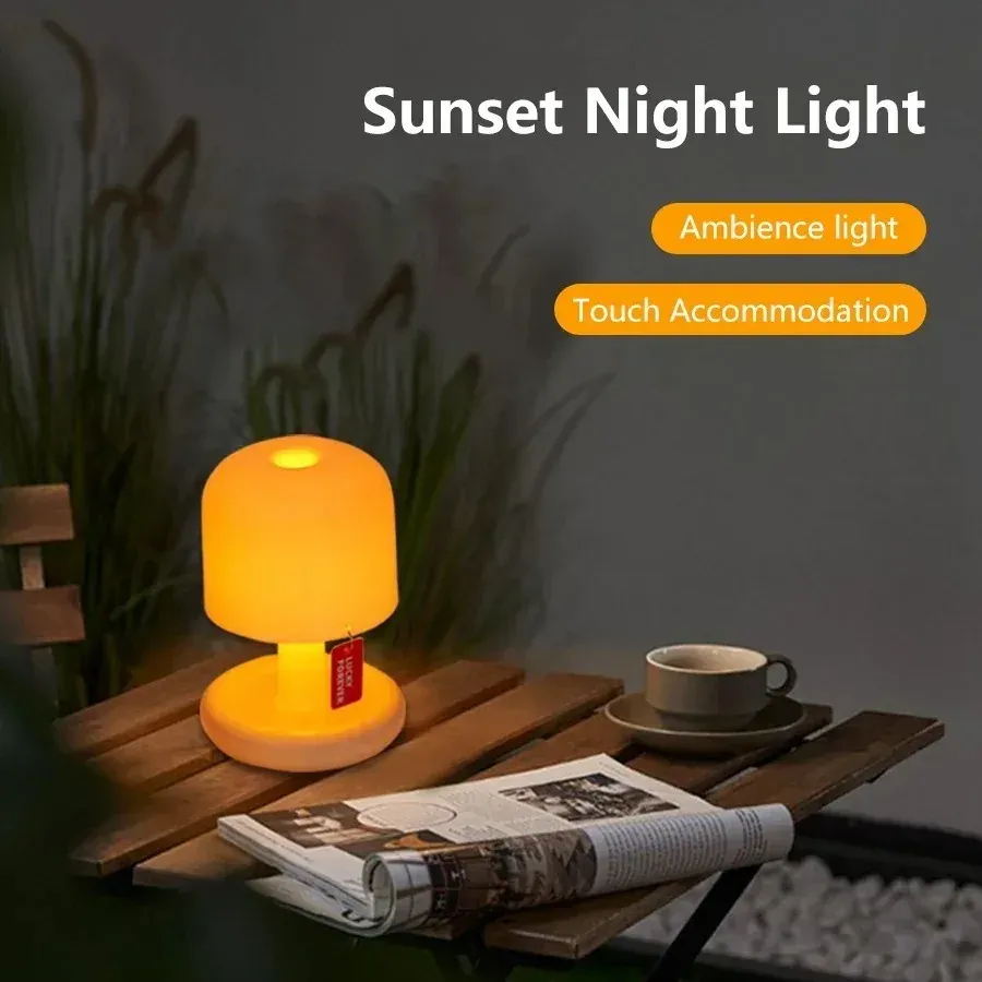 Veilleuse projecteur coucher de soleil rechargeable, mini lampe LED de table pour bureau et chambre, lumière d'ambiance pour la décoration intérieure, chevet, bar 3