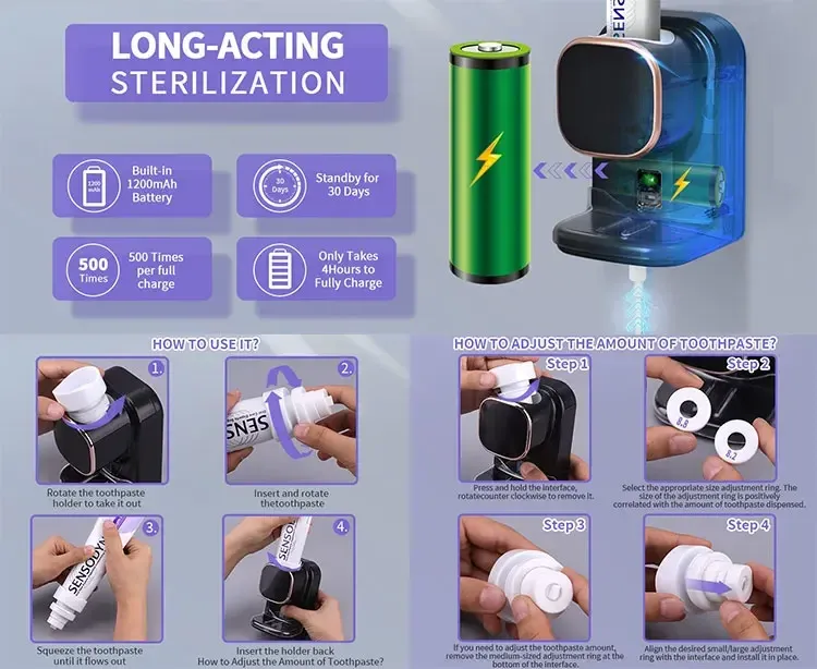Distributeur de dentifrice, vue latérale