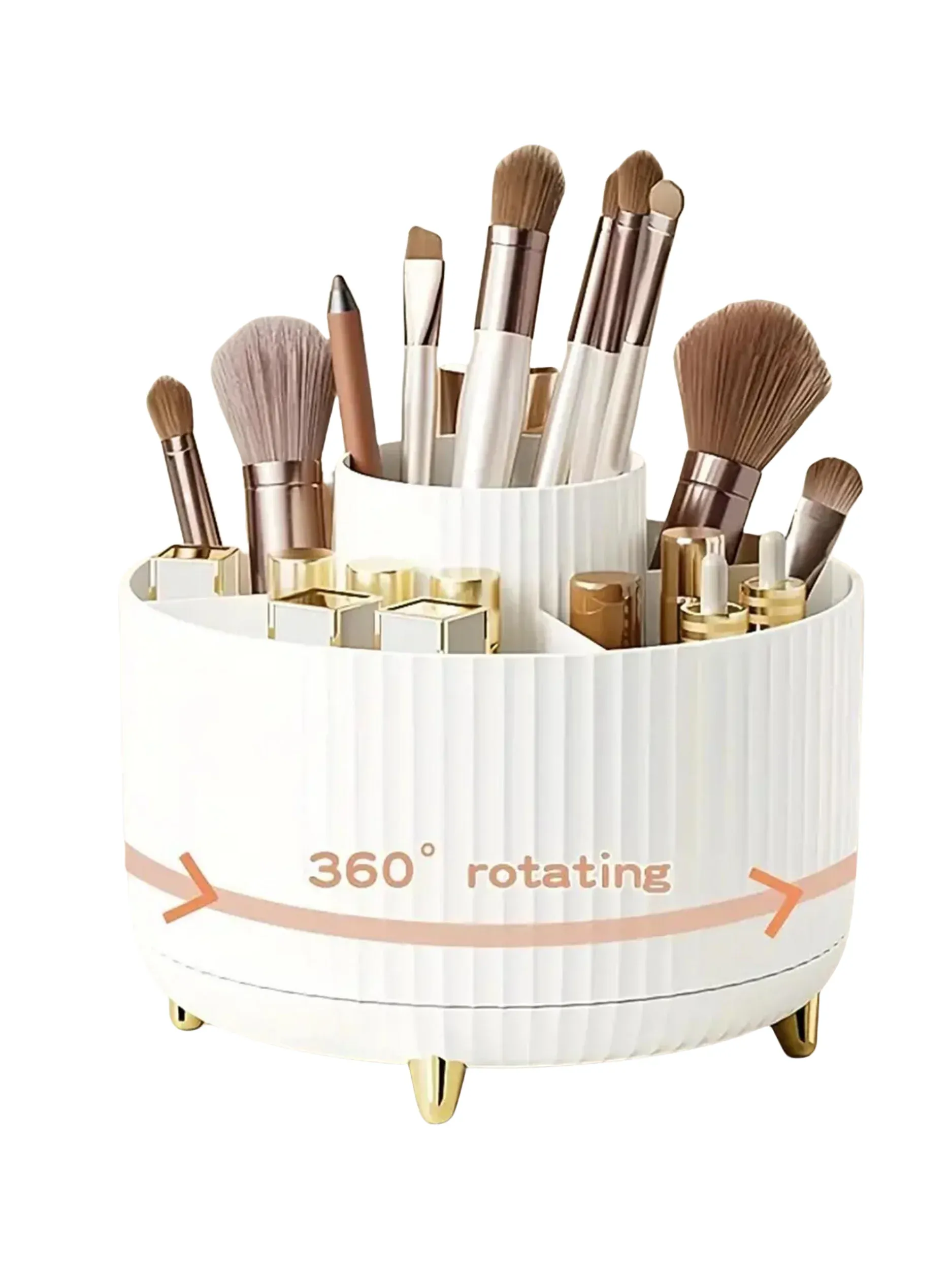 Organisateur de maquillage rotatif 360° en plastique avec 5 compartiments, support multifonctionnel pour pinceaux 8