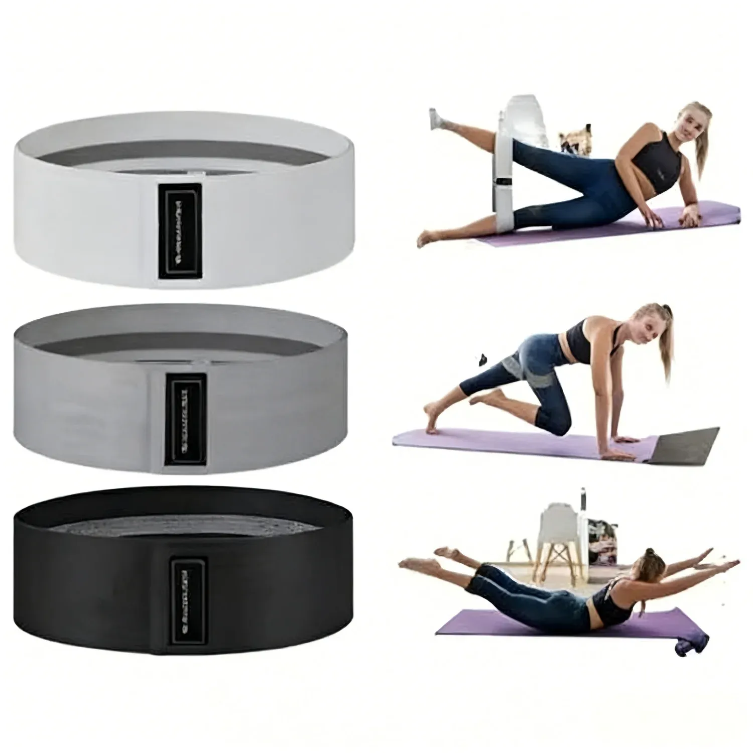 Bandes de résistance en tissu à boucle pour l'entraînement des hanches, des fessiers et des cuisses, idéales pour les squats et le yoga 2