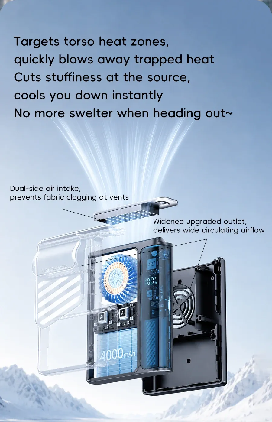 Ventilateur de ceinture, écran numérique