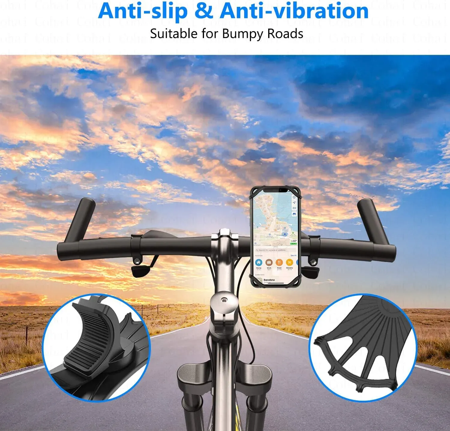 Support de téléphone fixé sur le guidon