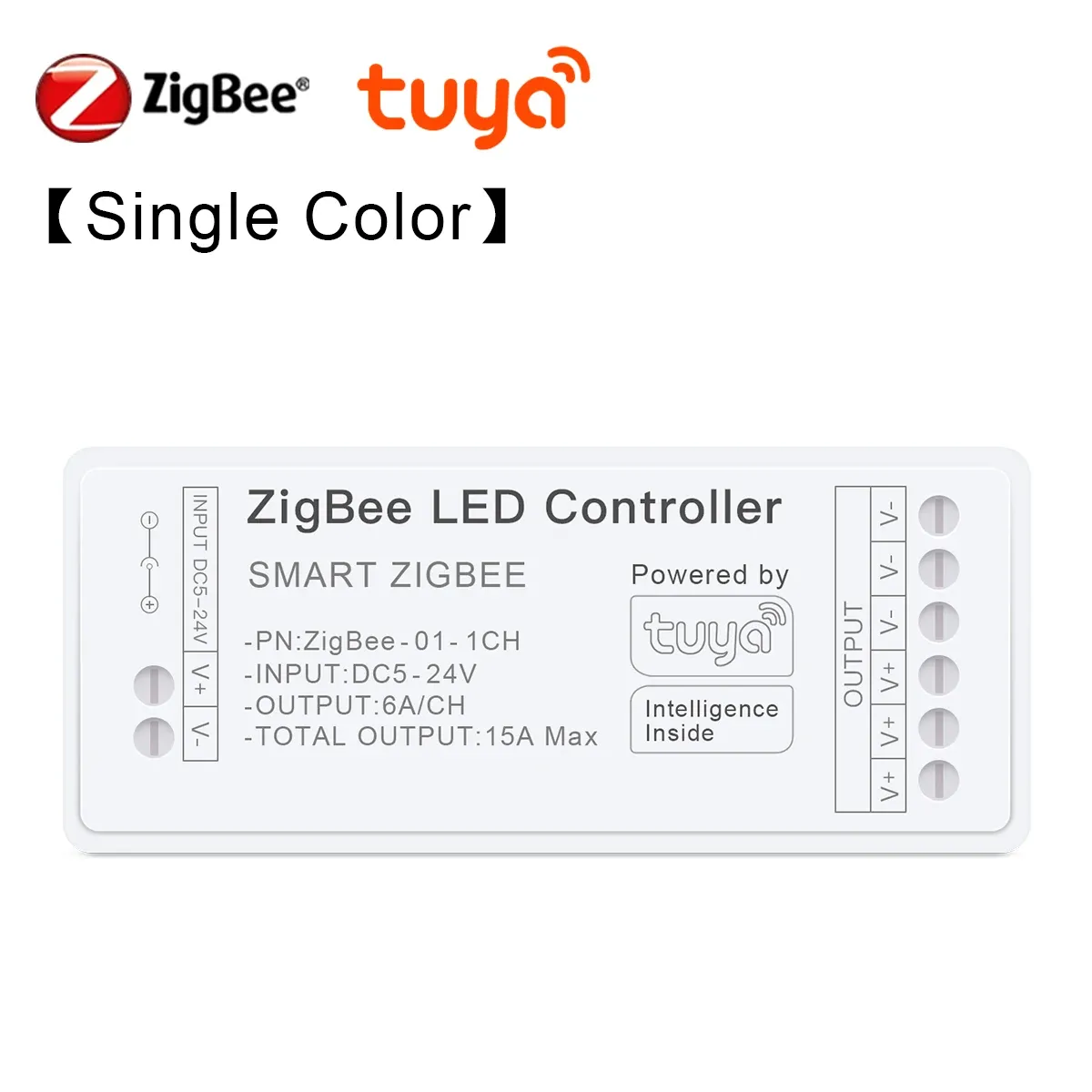 Contrôleur intelligent pour bande LED WiFi et Zigbee 3.0, DC 5 V à 24 V, compatible Tuya, variateur CCT, RGB, RGBW et RGBCCT, pour bandes COB et néon 9
