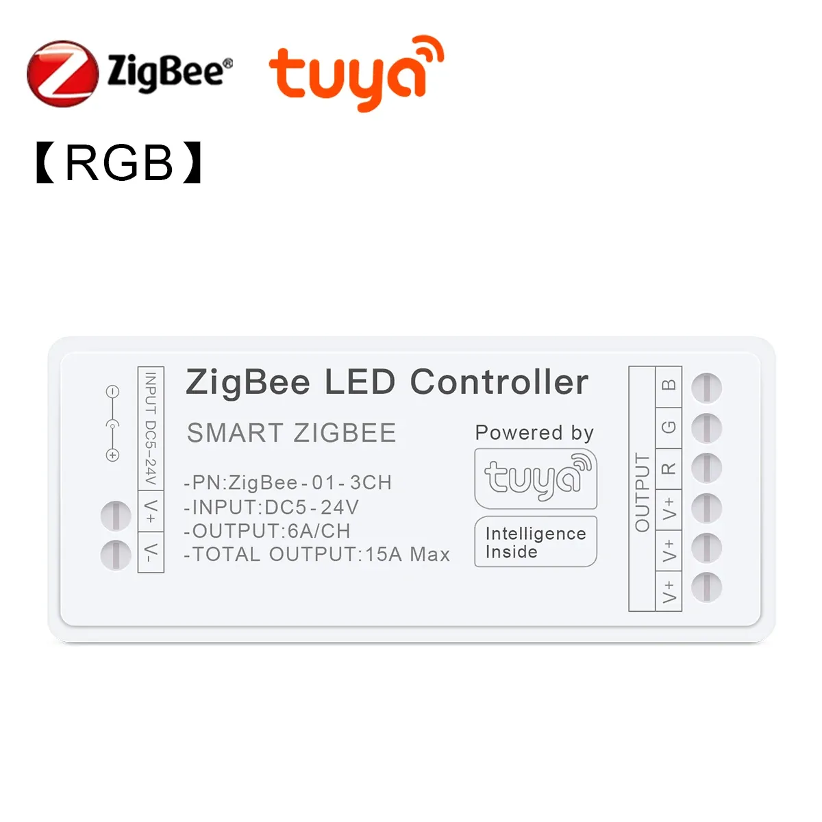 Contrôleur intelligent pour bande LED WiFi et Zigbee 3.0, DC 5 V à 24 V, compatible Tuya, variateur CCT, RGB, RGBW et RGBCCT, pour bandes COB et néon 10