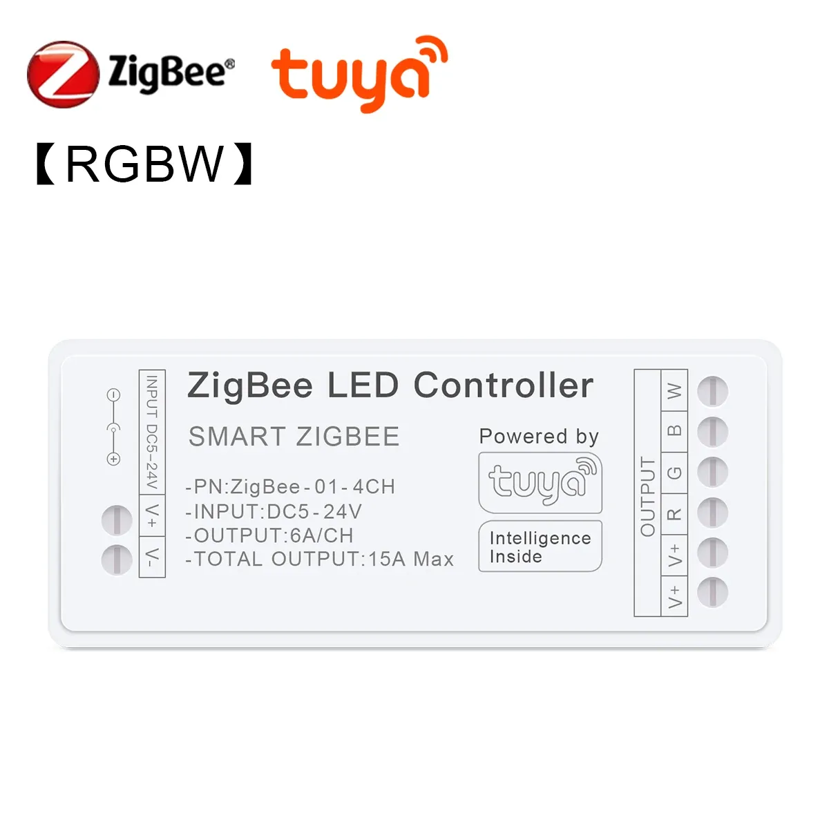 Contrôleur intelligent pour bande LED WiFi et Zigbee 3.0, DC 5 V à 24 V, compatible Tuya, variateur CCT, RGB, RGBW et RGBCCT, pour bandes COB et néon 8