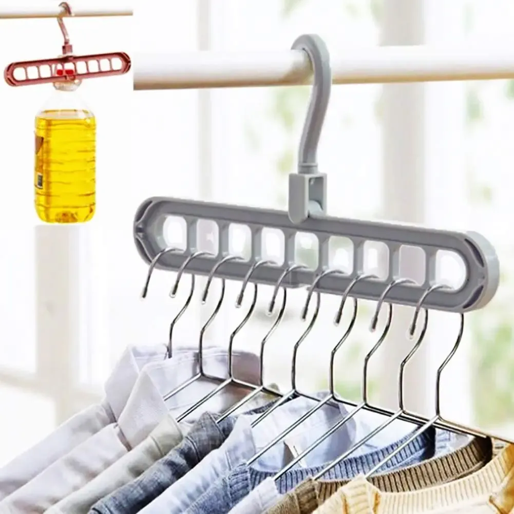 Organisateur de cintres à 9 trous, gain de place, cintres magiques pliants multifonctions, supports de séchage, rangement de vêtements et d'écharpes 3