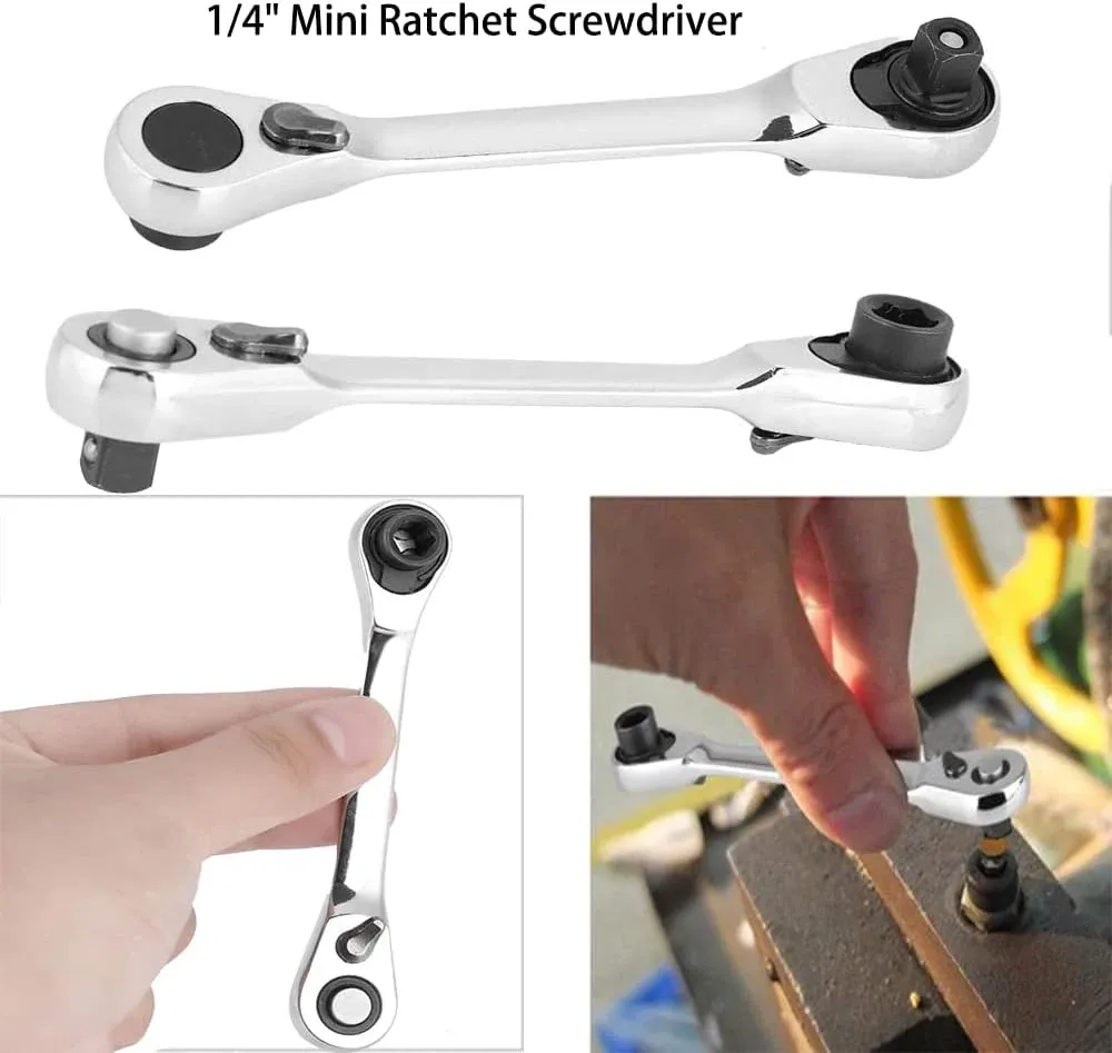 Mini clé à cliquet double tête, mécanisme à cliquet