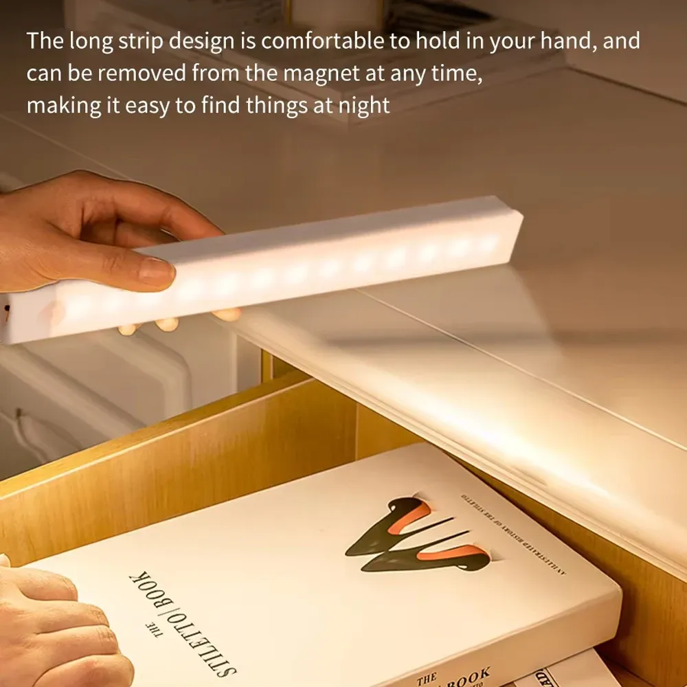 Veilleuse LED sans fil à détecteur de mouvement, rechargeable par USB et fixation magnétique, idéale pour armoire, chambre, escalier, placard et cuisine 5