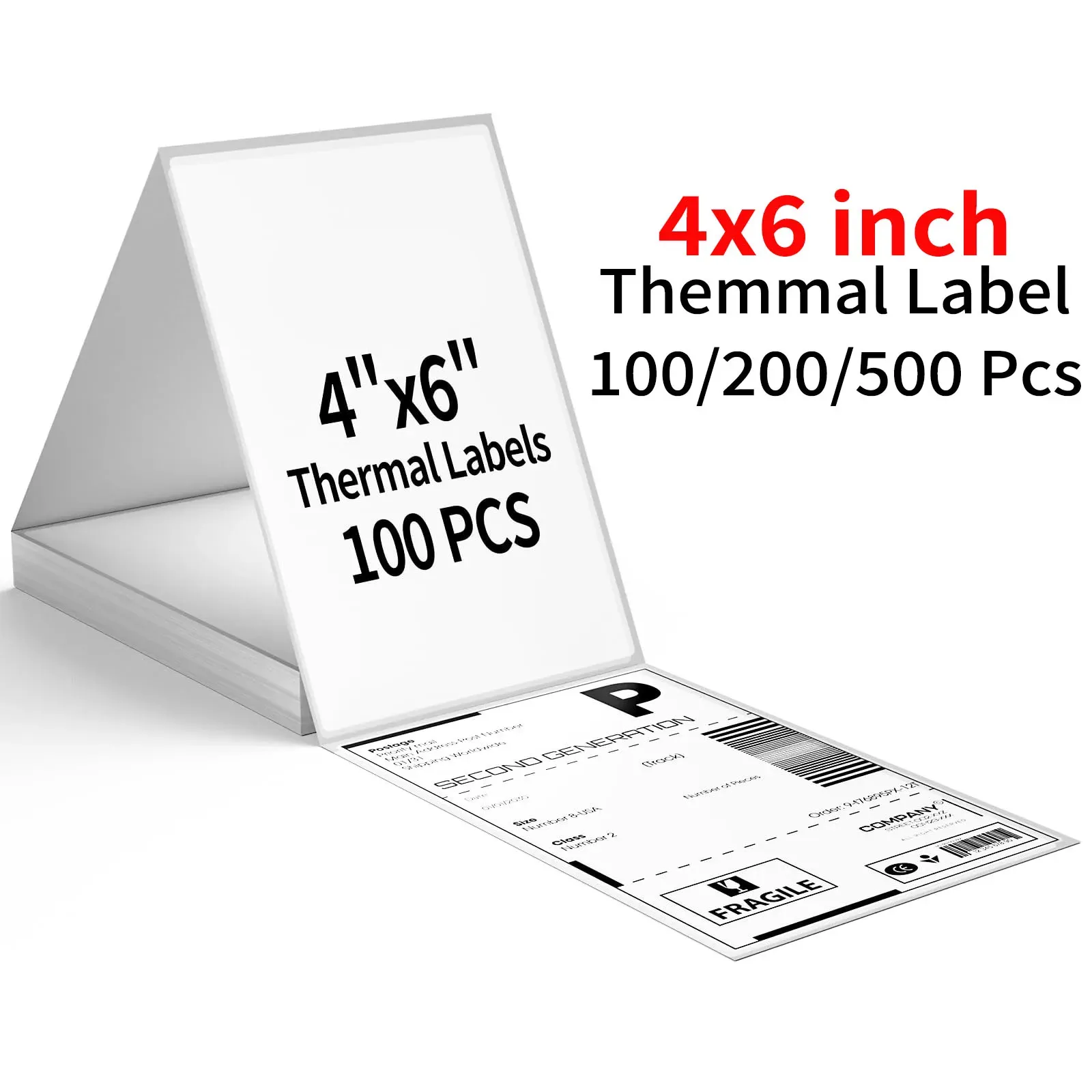 Papier thermique pour étiquettes 4x6 po (100x150 mm), 100, 200 ou 500 feuilles, compatible avec 9220, 9210, 246S, D100 et D200 1