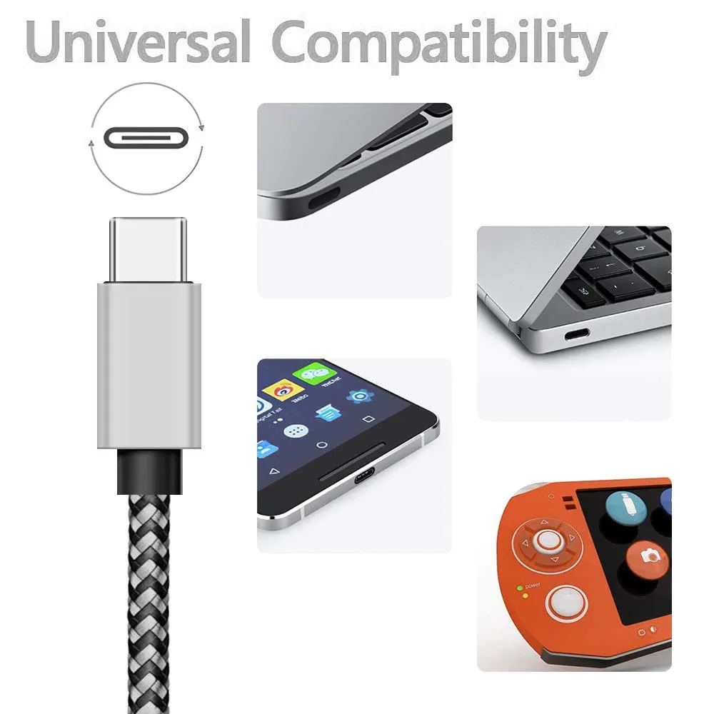 Câble USB Type-C 2,4 A, câble de charge rapide en nylon tressé, câble de données pour téléphone portable compatible Huawei et Samsung 6