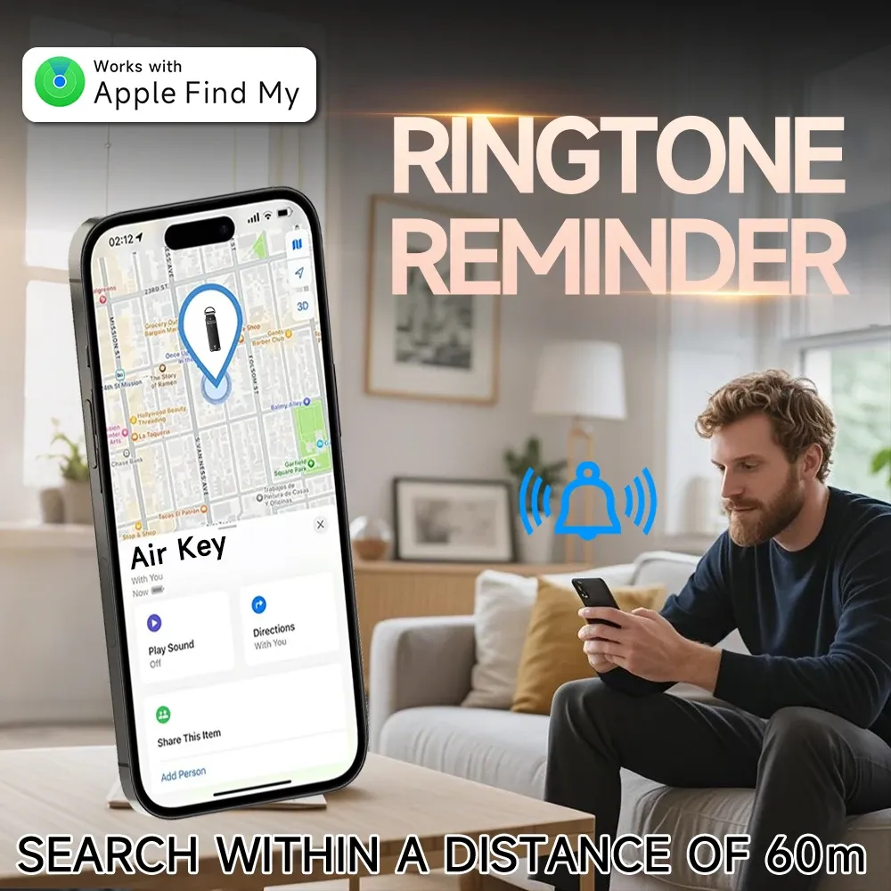 Porte-clés Air avec puce AirTag intégrée, compatible Apple Find My, pour voiture (iOS uniquement) 4