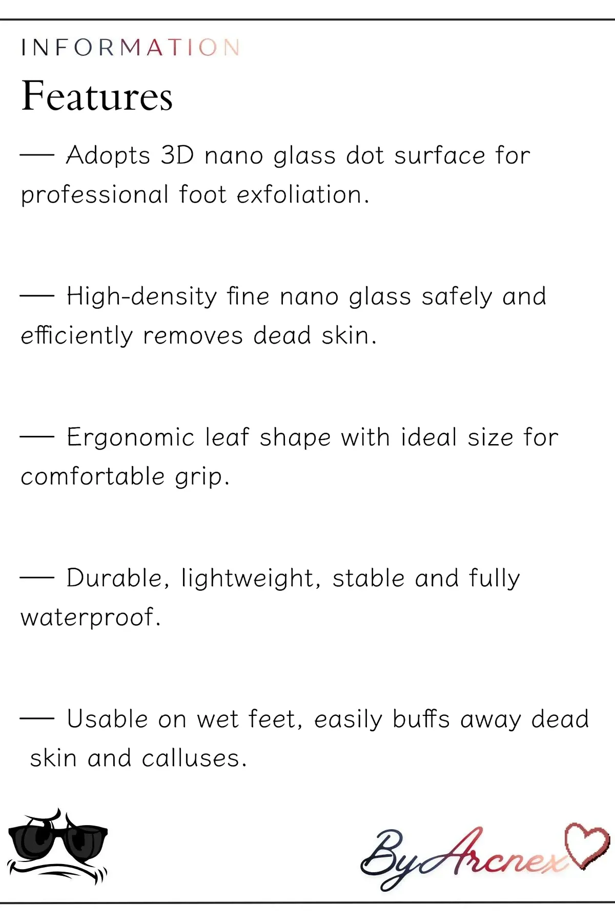 Lime à pieds en verre nano, vue d'ensemble du produit