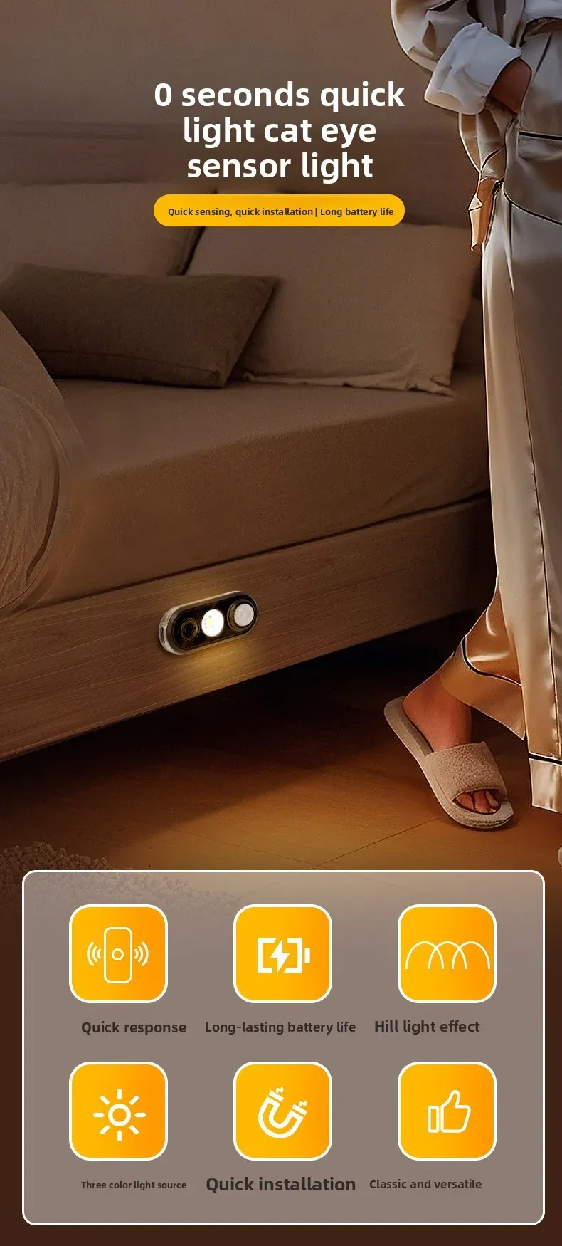 Veilleuse à capteur rechargeable, vue d'ensemble du produit
