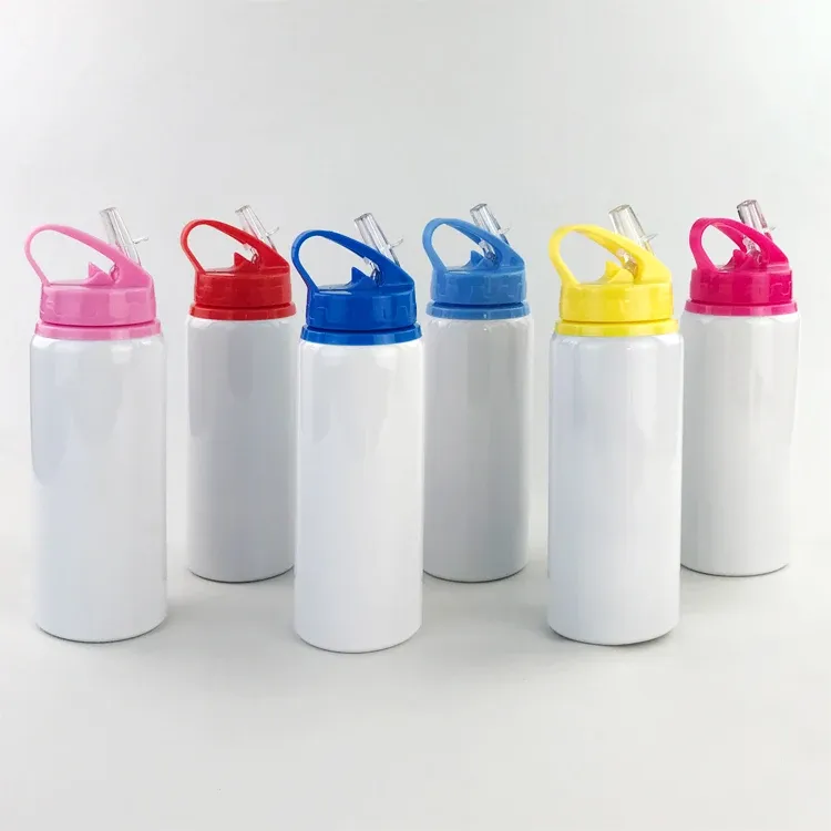 Bouteille en aluminium avec paille 600 ml, personnalisable avec logo ou photo 3