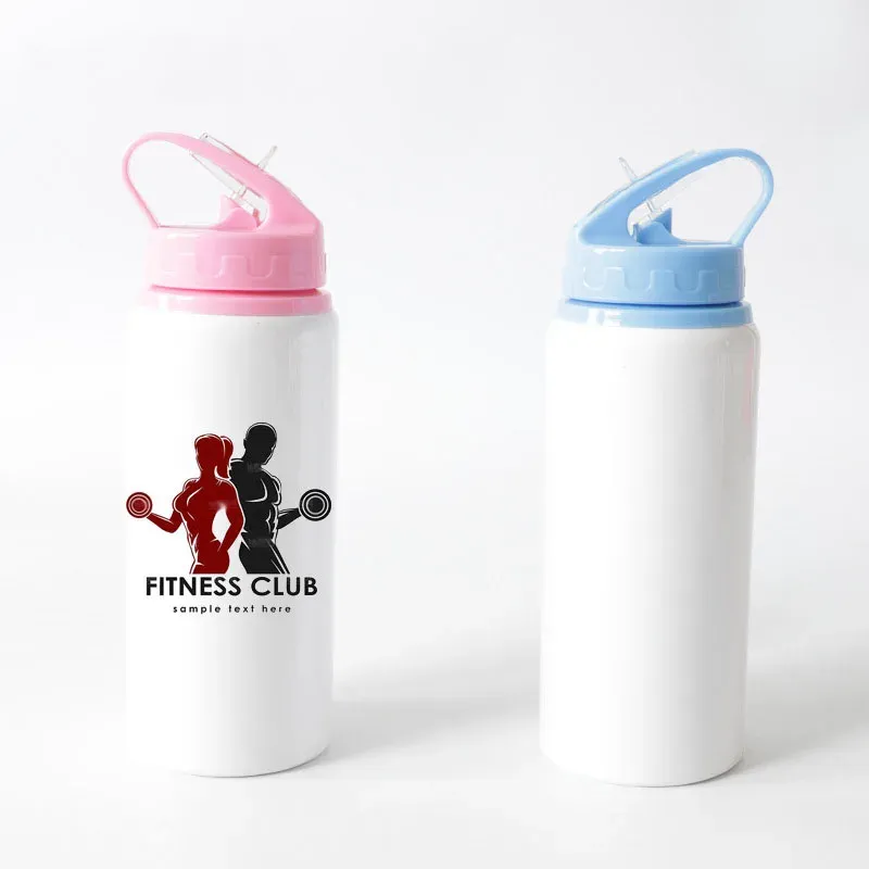 Bouteille en aluminium avec paille 600 ml, personnalisable avec logo ou photo 4