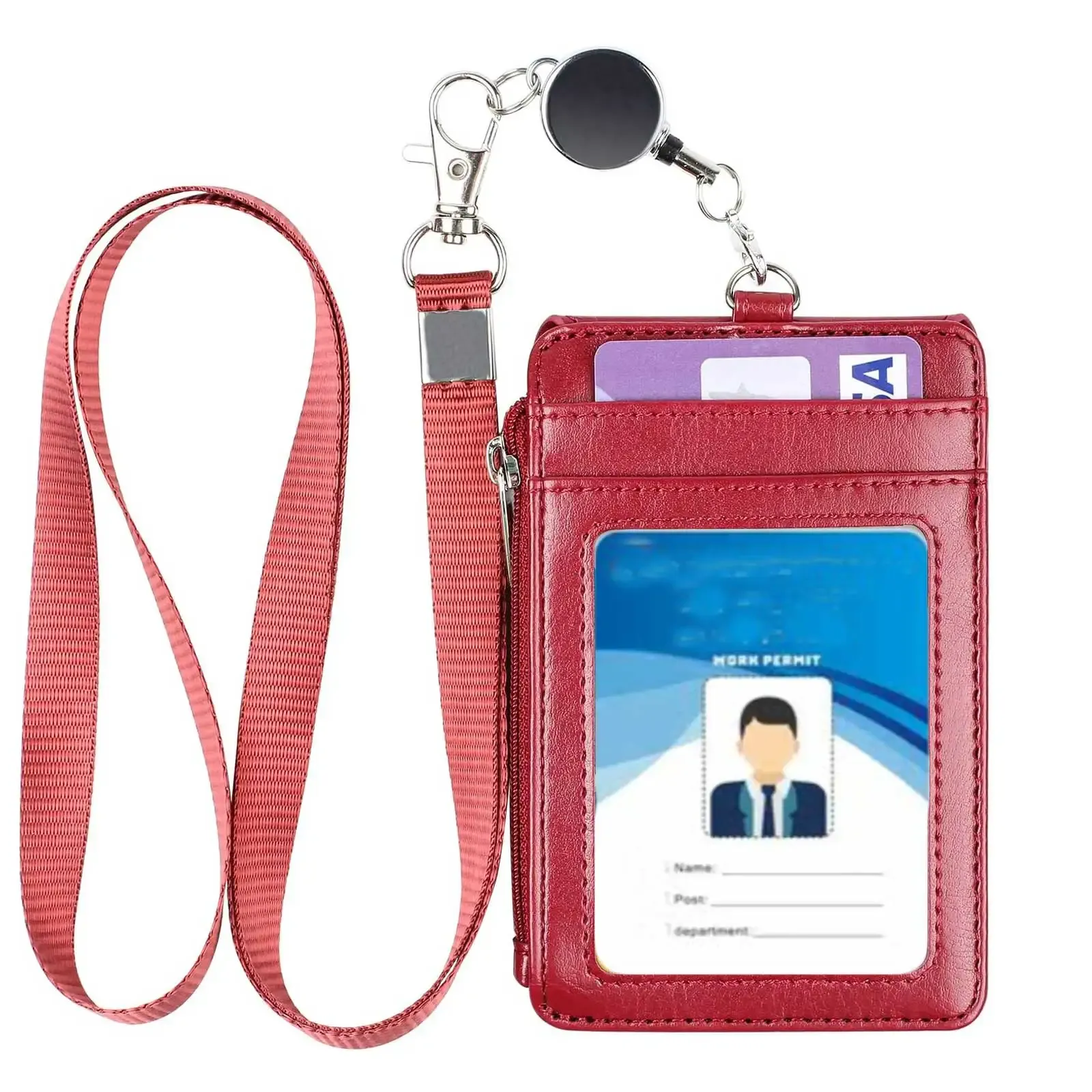 Porte-badge en cuir, finitions soignées