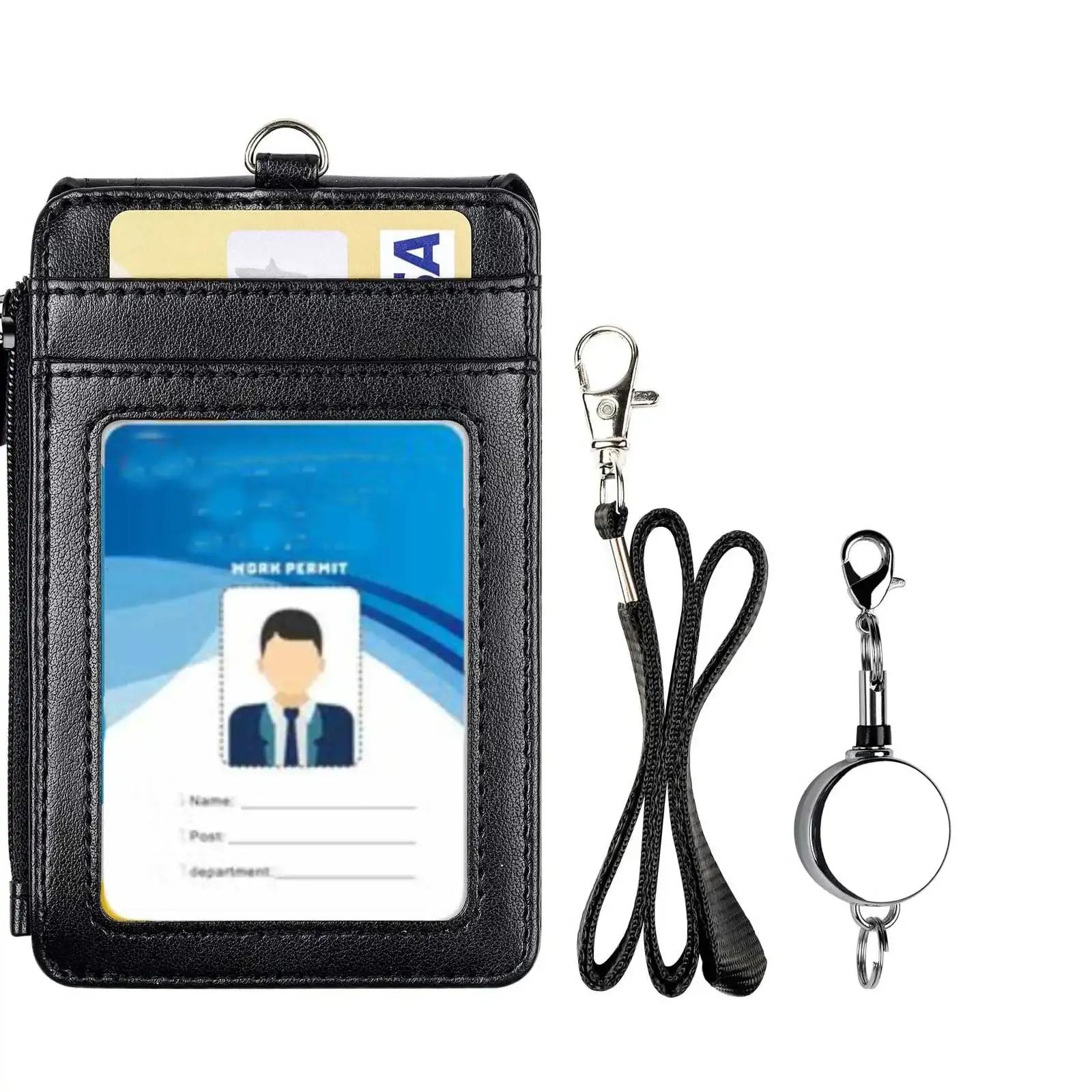 Porte-badge en cuir, vue d'ensemble
