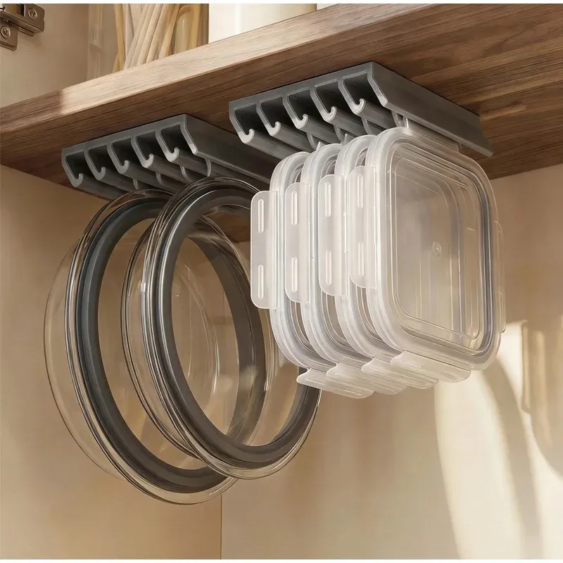Organisateur de couvercles de cuisine à séparateurs réglables, support de rangement multi-fentes gain de place pour couvercles de casseroles, poêles et planches à découper 3