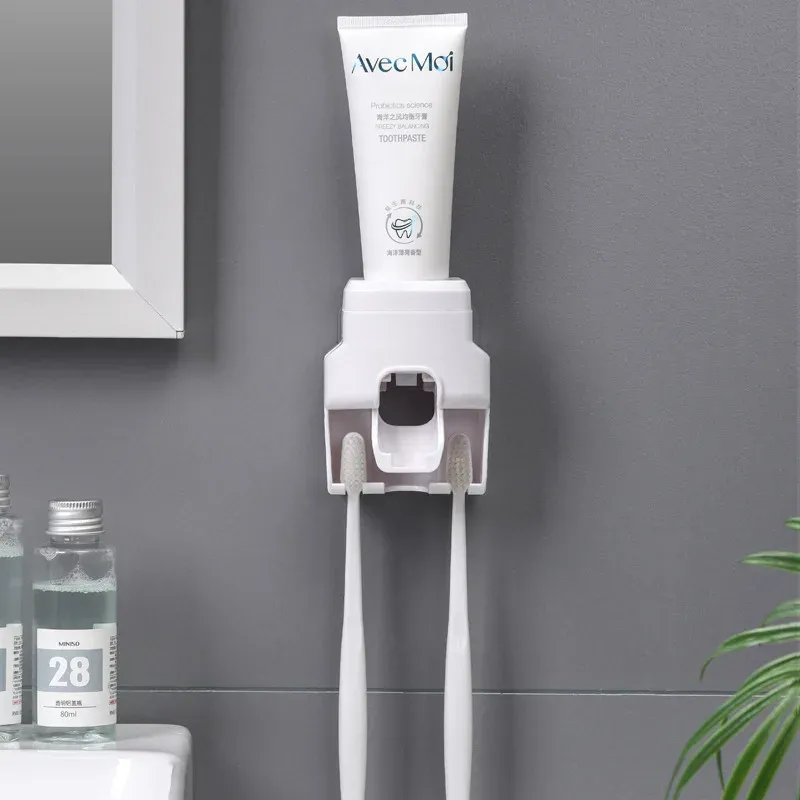 Presse-dentifrice mural automatique avec porte-brosse à dents magnétique 10