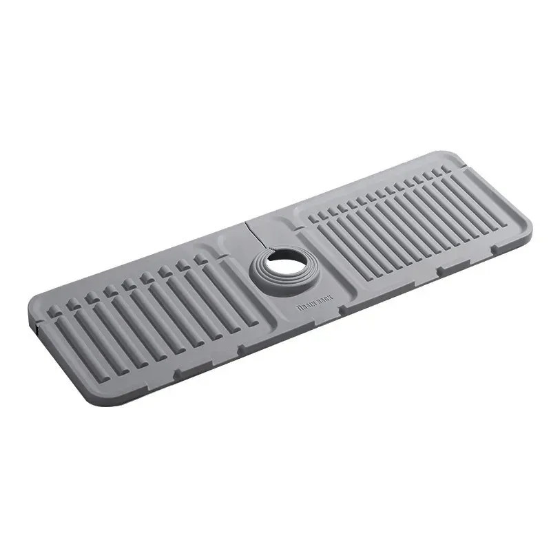 Tapis d'égouttage pliable en silicone pour robinet, tampon anti-éclaboussures polyvalent, rangement pour savon de toilette, conception en pente pour un égouttage rapide, cuisine 6