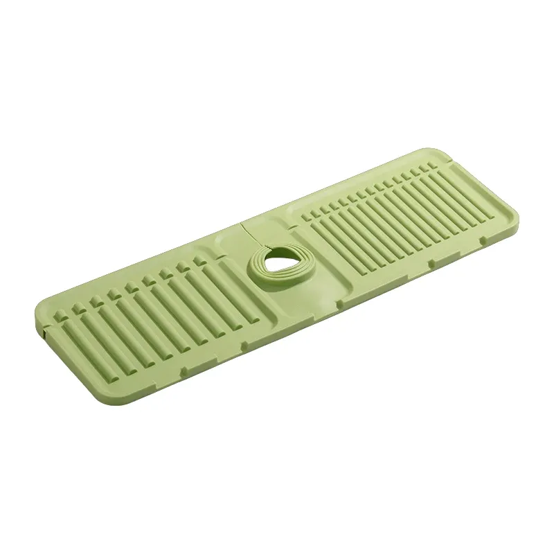 Tapis d'égouttage pliable en silicone pour robinet, tampon anti-éclaboussures polyvalent, rangement pour savon de toilette, conception en pente pour un égouttage rapide, cuisine 9