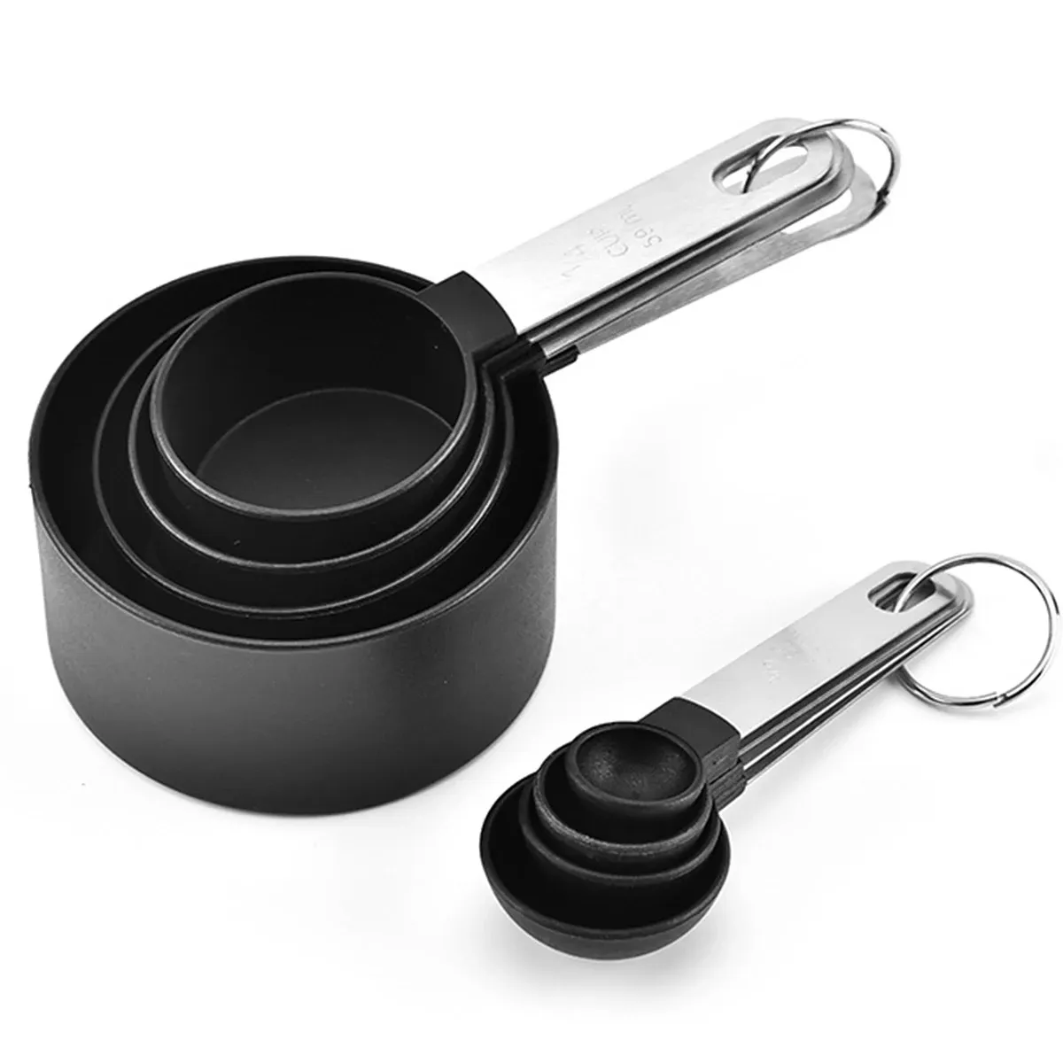 Lot de 4/8 tasses à mesurer en acier inoxydable avec cuillères graduées, pour la cuisine et la pâtisserie à domicile 6