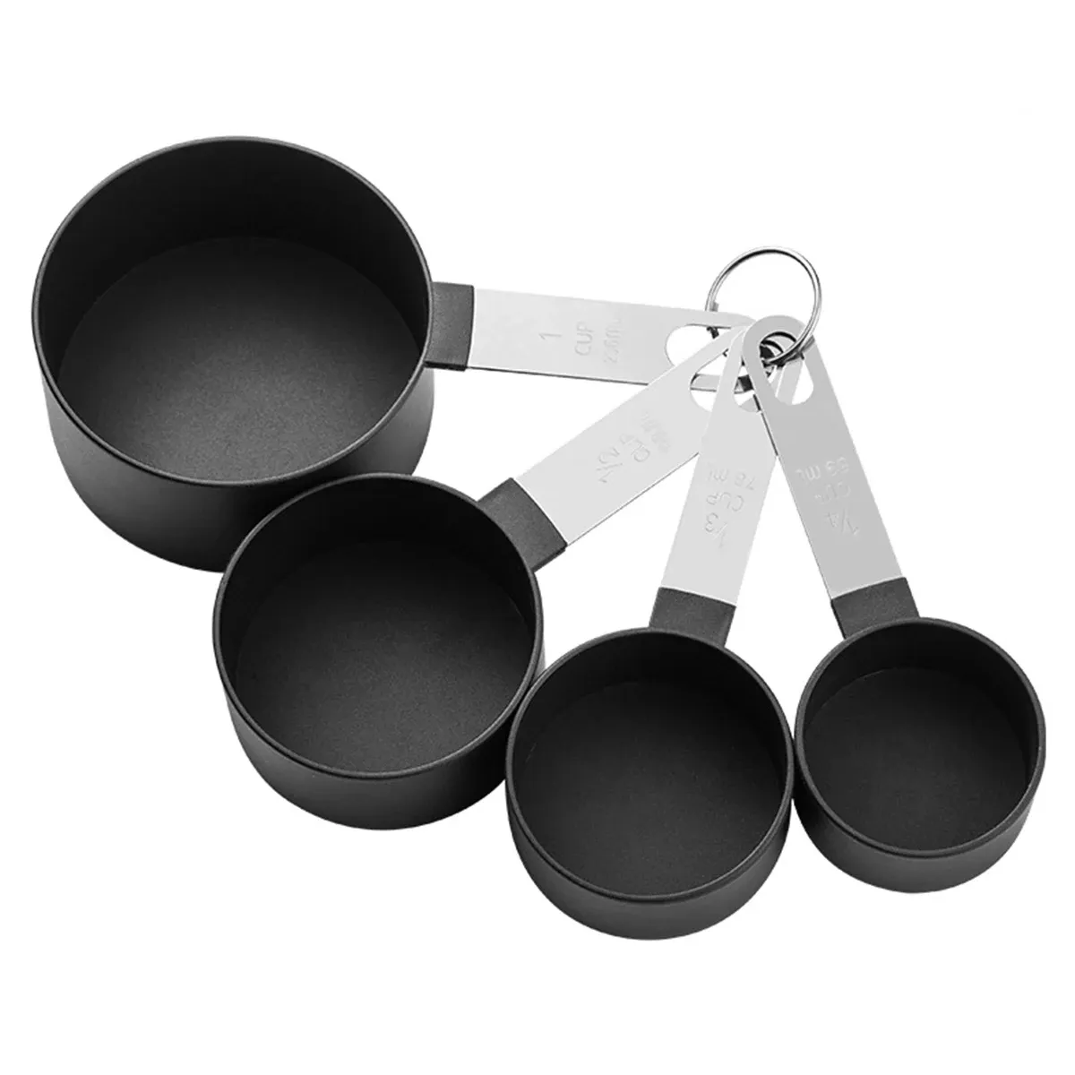 Lot de 4/8 tasses à mesurer en acier inoxydable avec cuillères graduées, pour la cuisine et la pâtisserie à domicile 7