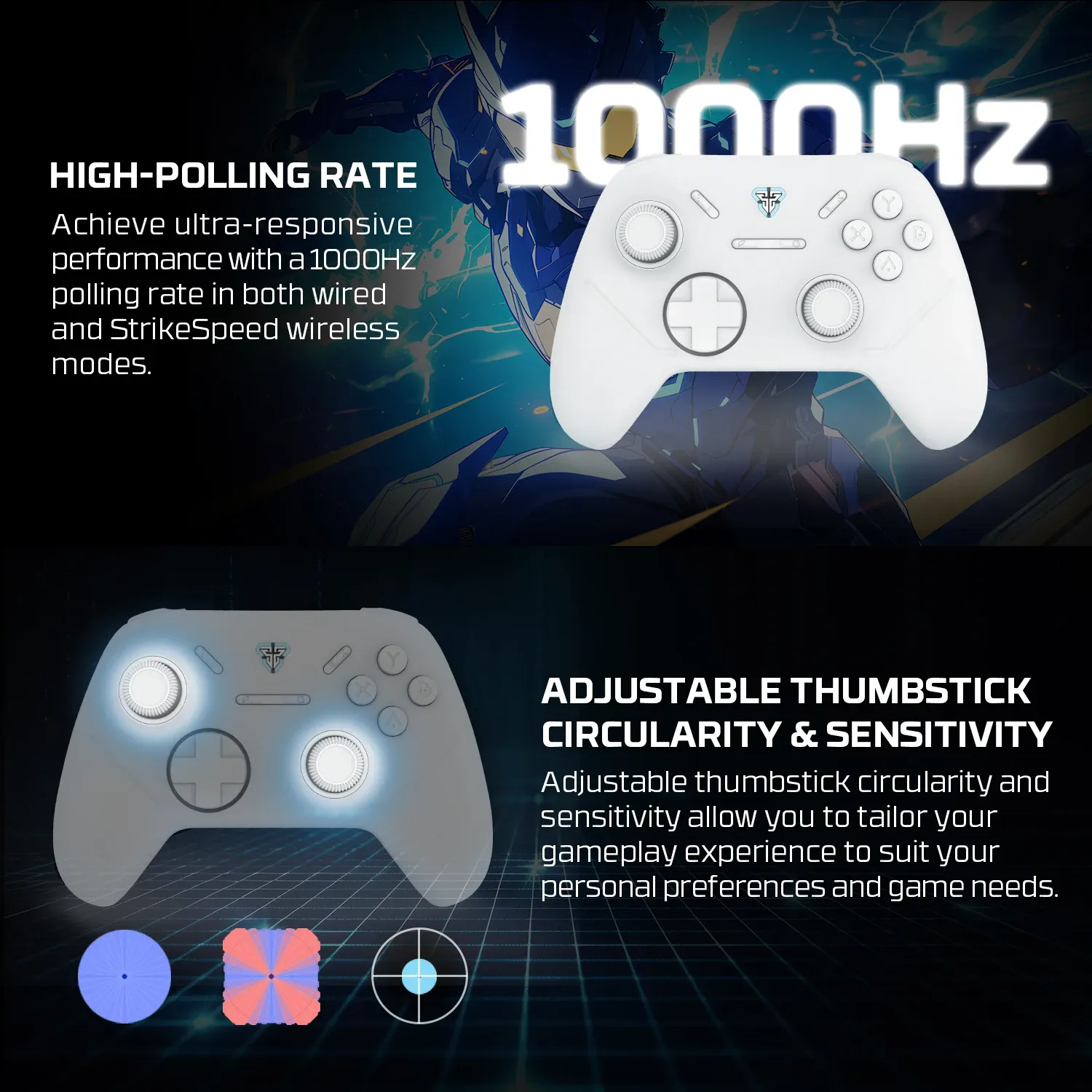 Gros plan sur la manette FANTECH SHOOTER III