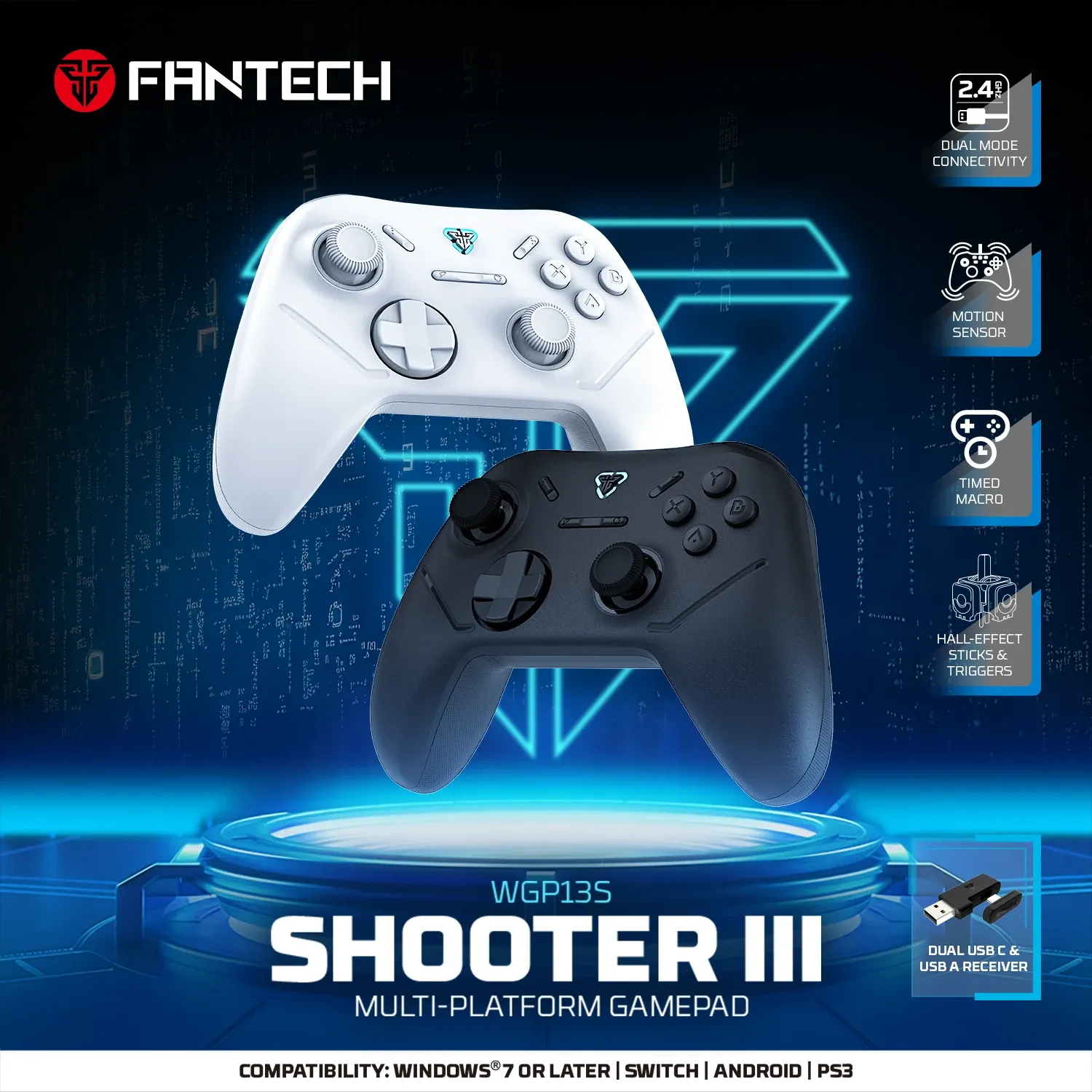 FANTECH SHOOTER III WGP13S, vue d'ensemble de la manette sans fil