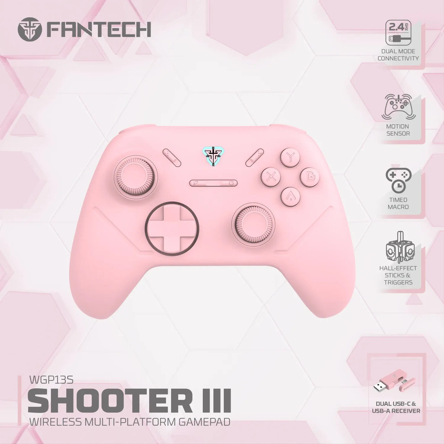 Manette de jeu sans fil Fantech Shooter III WGP13S à déclencheurs et joysticks à effet Hall, taux de scrutation 1000 Hz, compatible PC, Android et Nintendo Switch 10