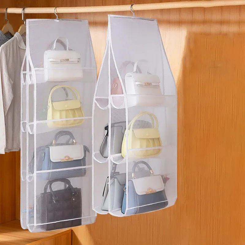 Sac de rangement transparent pour armoire, porte ou mur, adapté aux sacs à main, chaussures et accessoires 2