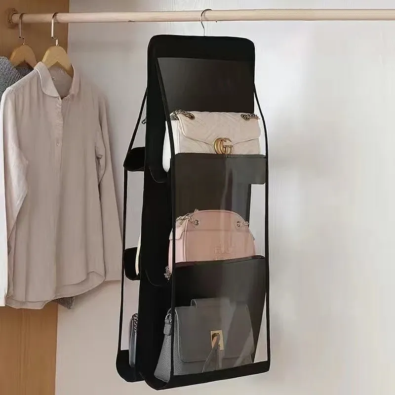 Sac de rangement transparent pour armoire, porte ou mur, adapté aux sacs à main, chaussures et accessoires 10