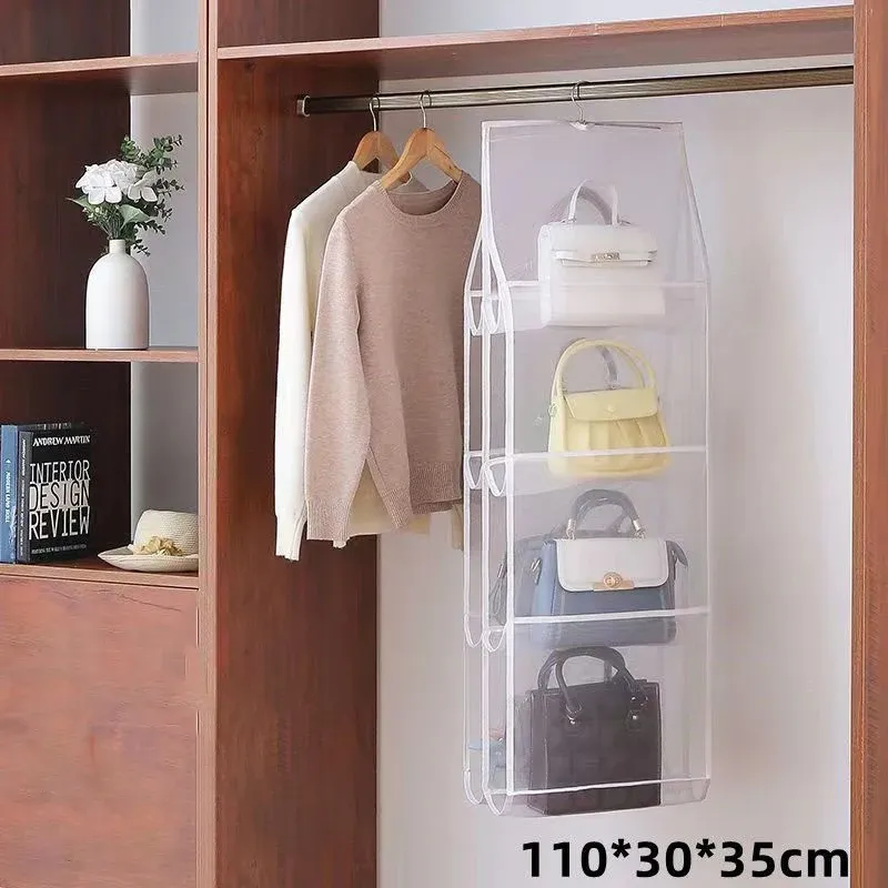 Sac de rangement transparent pour armoire, porte ou mur, adapté aux sacs à main, chaussures et accessoires 9