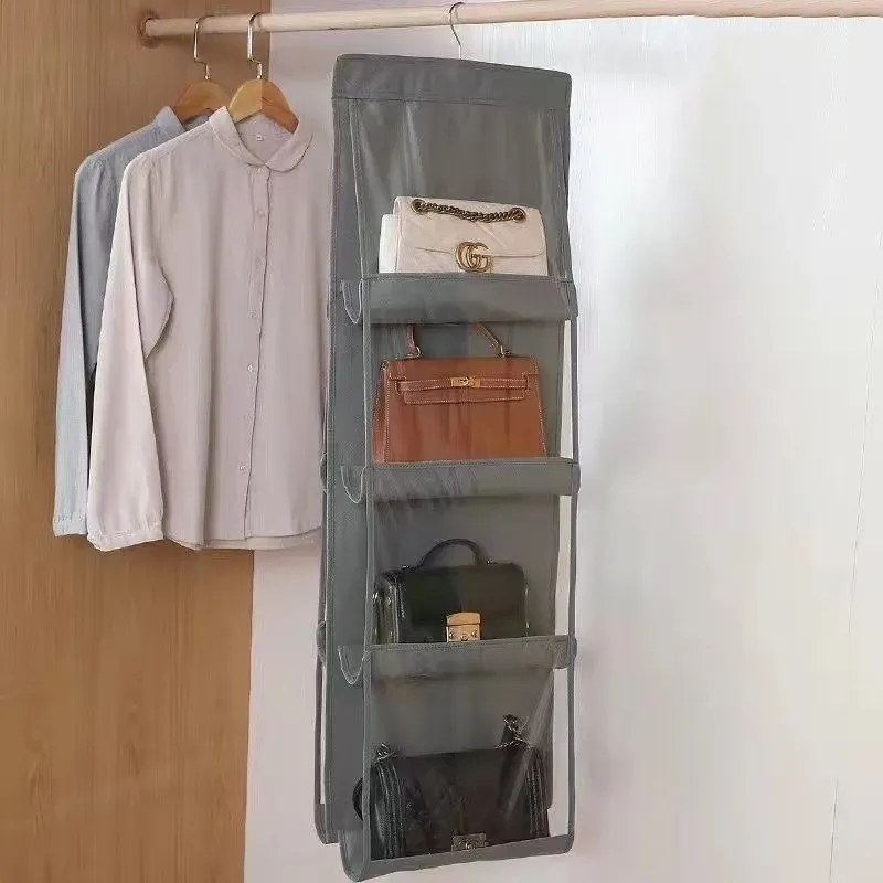 Sac de rangement transparent pour armoire, porte ou mur, adapté aux sacs à main, chaussures et accessoires 12