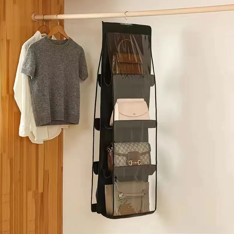 Sac de rangement transparent pour armoire, porte ou mur, adapté aux sacs à main, chaussures et accessoires 11