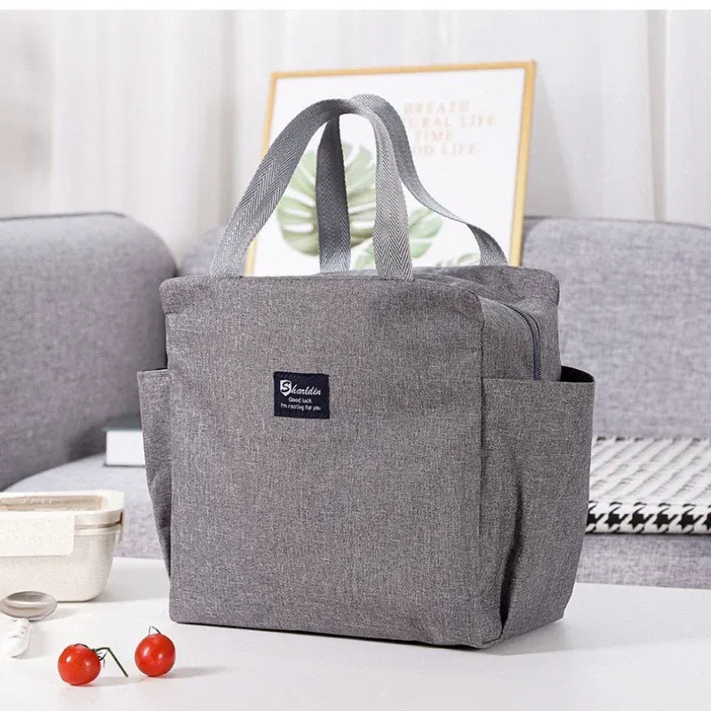 Sac à bento isotherme portable à double poche, sac à déjeuner en papier aluminium épais 3