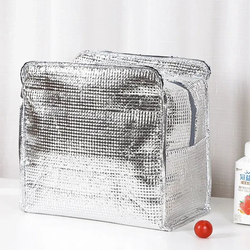 Sac à bento isotherme portable à double poche, sac à déjeuner en papier aluminium épais 6