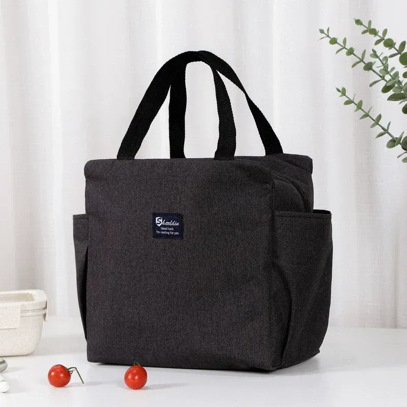 Sac à bento isotherme portable à double poche, sac à déjeuner en papier aluminium épais 9