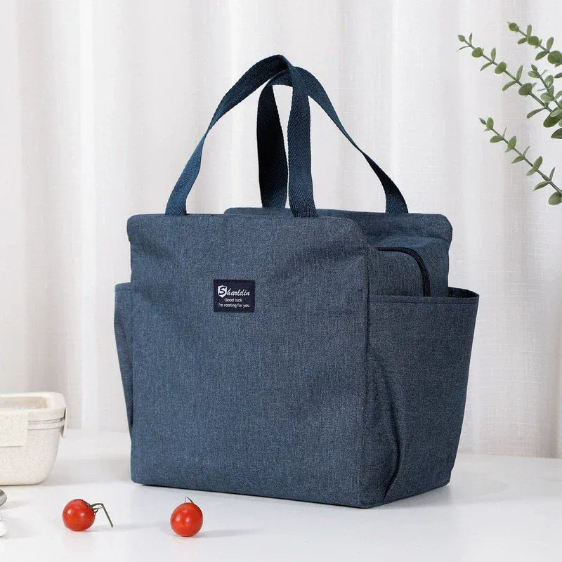 Sac à bento isotherme portable à double poche, sac à déjeuner en papier aluminium épais 10