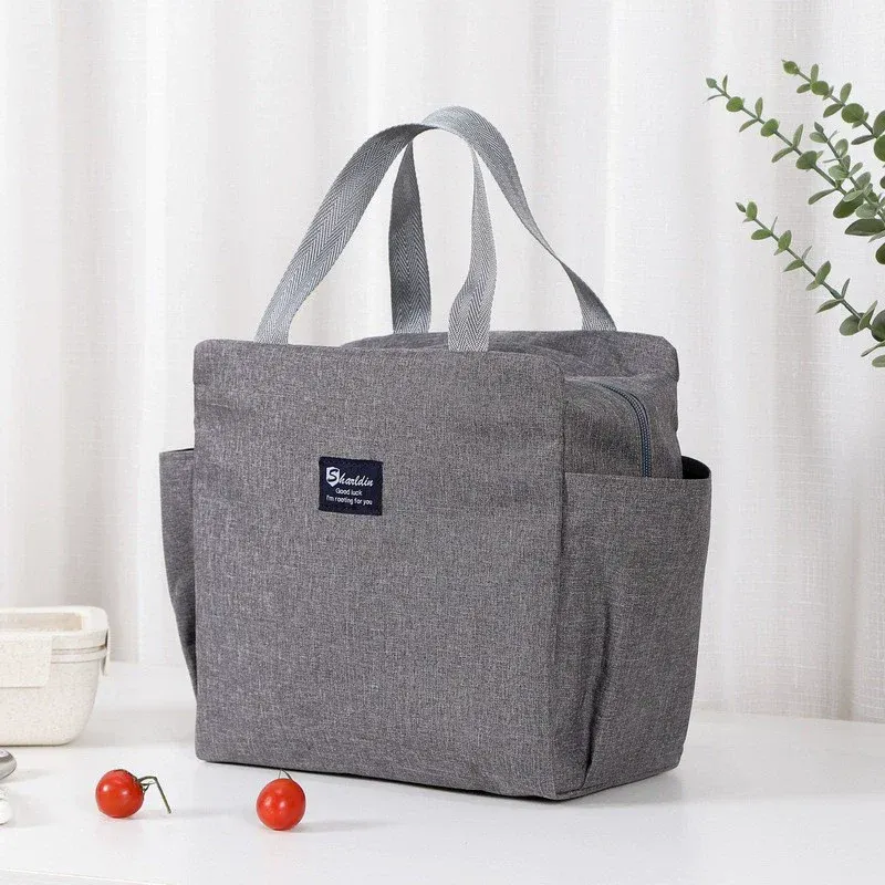 Sac à bento isotherme portable à double poche, sac à déjeuner en papier aluminium épais 7