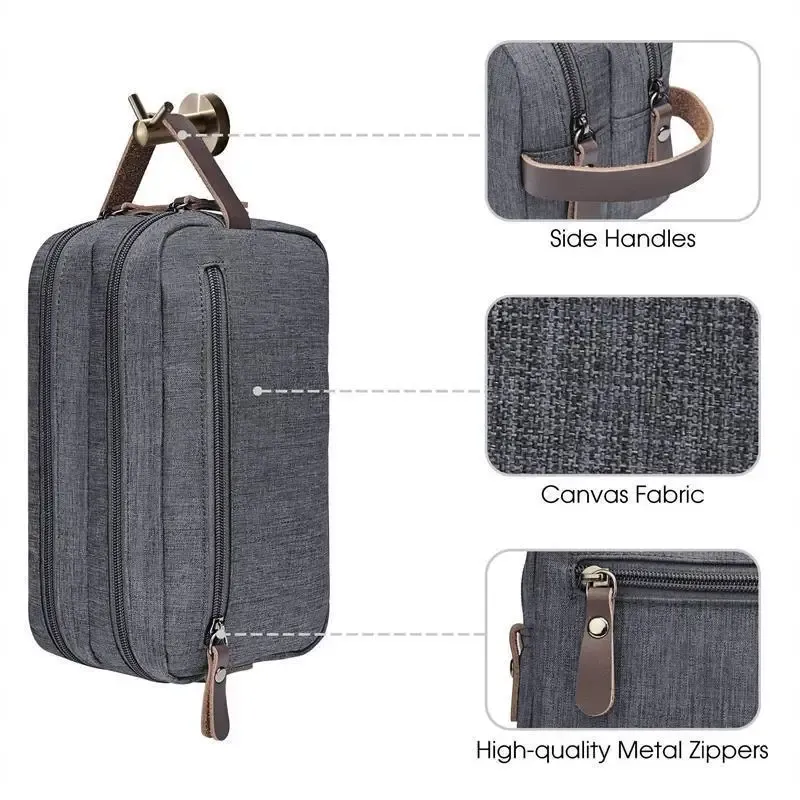Sac de rangement de voyage grande capacité en tissu cationique, organisateur de toilette et de maquillage à compartiments 3