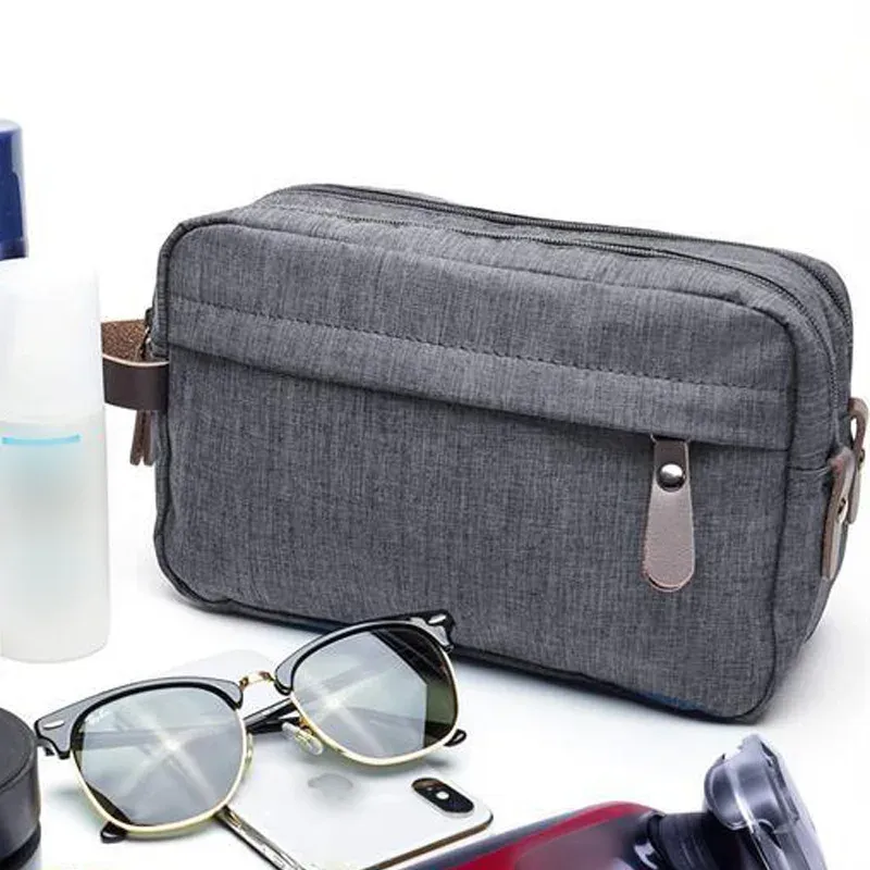 Sac de rangement de voyage grande capacité en tissu cationique, organisateur de toilette et de maquillage à compartiments 6