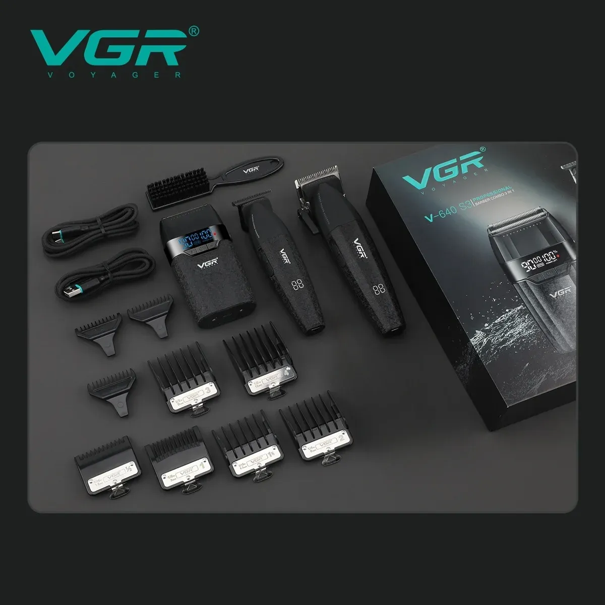 VGR Tondeuse à cheveux professionnelle sans fil V-640 pour homme, 9000 tr/min, réglable