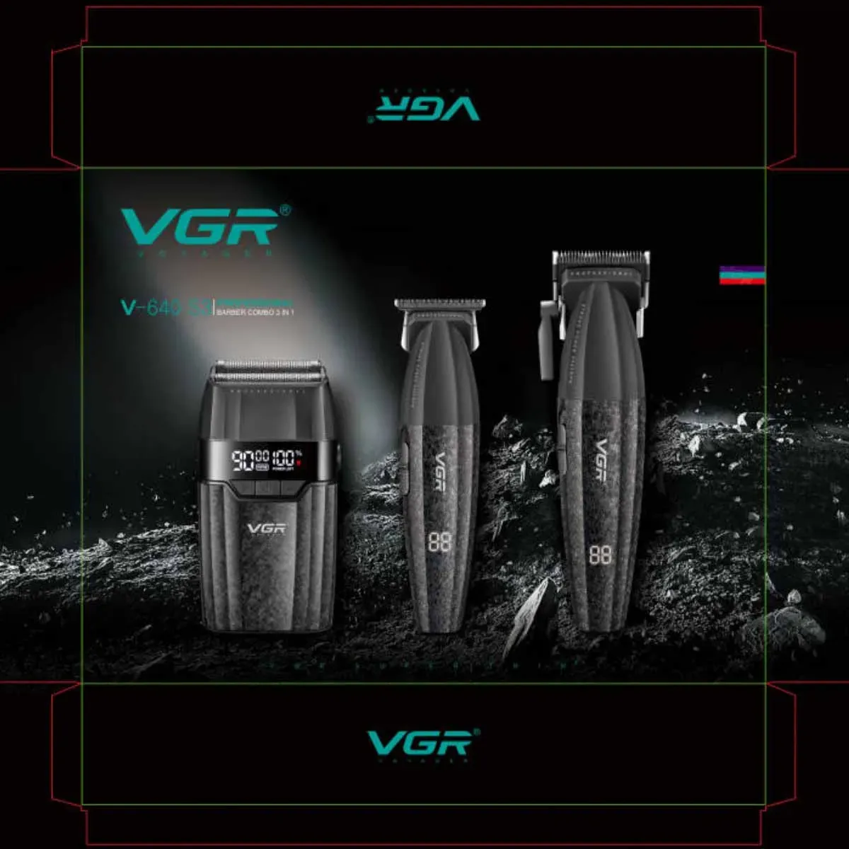 VGR Tondeuse à cheveux professionnelle sans fil V-640 pour homme, 9000 tr/min, réglable 9