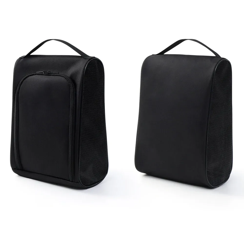 Sac de rangement pour chaussures de voyage en tissu Oxford noir, portable, pour baskets et chaussures de football 4