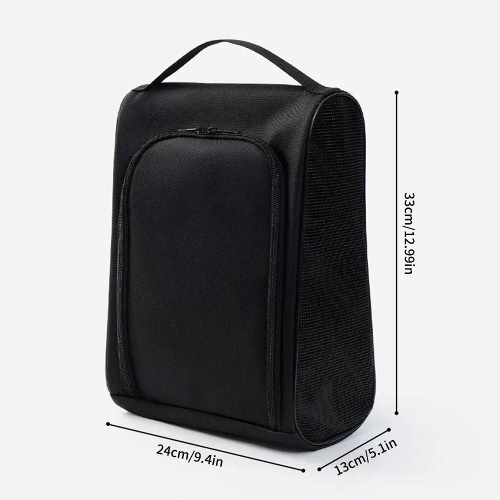 Sac de rangement pour chaussures de voyage en tissu Oxford noir, portable, pour baskets et chaussures de football 5