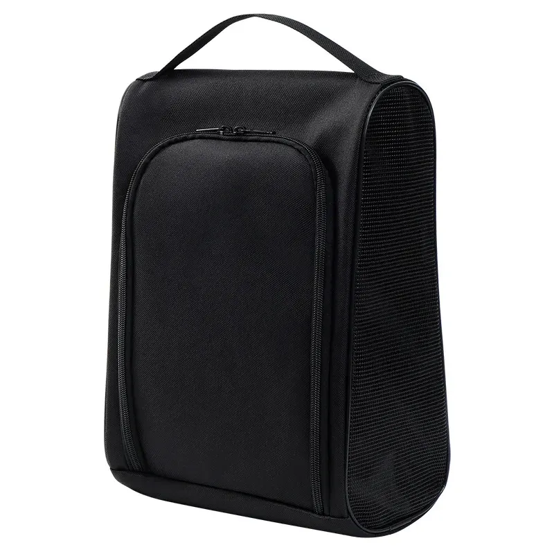 Sac de rangement pour chaussures de voyage en tissu Oxford noir, portable, pour baskets et chaussures de football 7