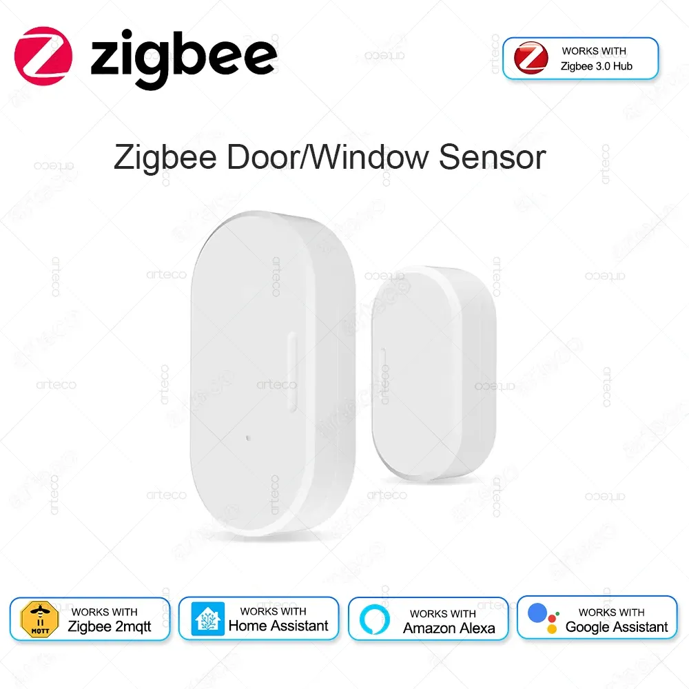 Capteur de porte-fenêtre Zigbee, détecteur d'ouverture et de fermeture, alarme de sécurité pour maison intelligente, compatible Alexa, Home Assistant et Z2M - Image 1